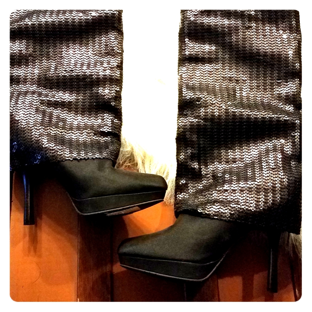 Nina - Sequin Boots - Black 6